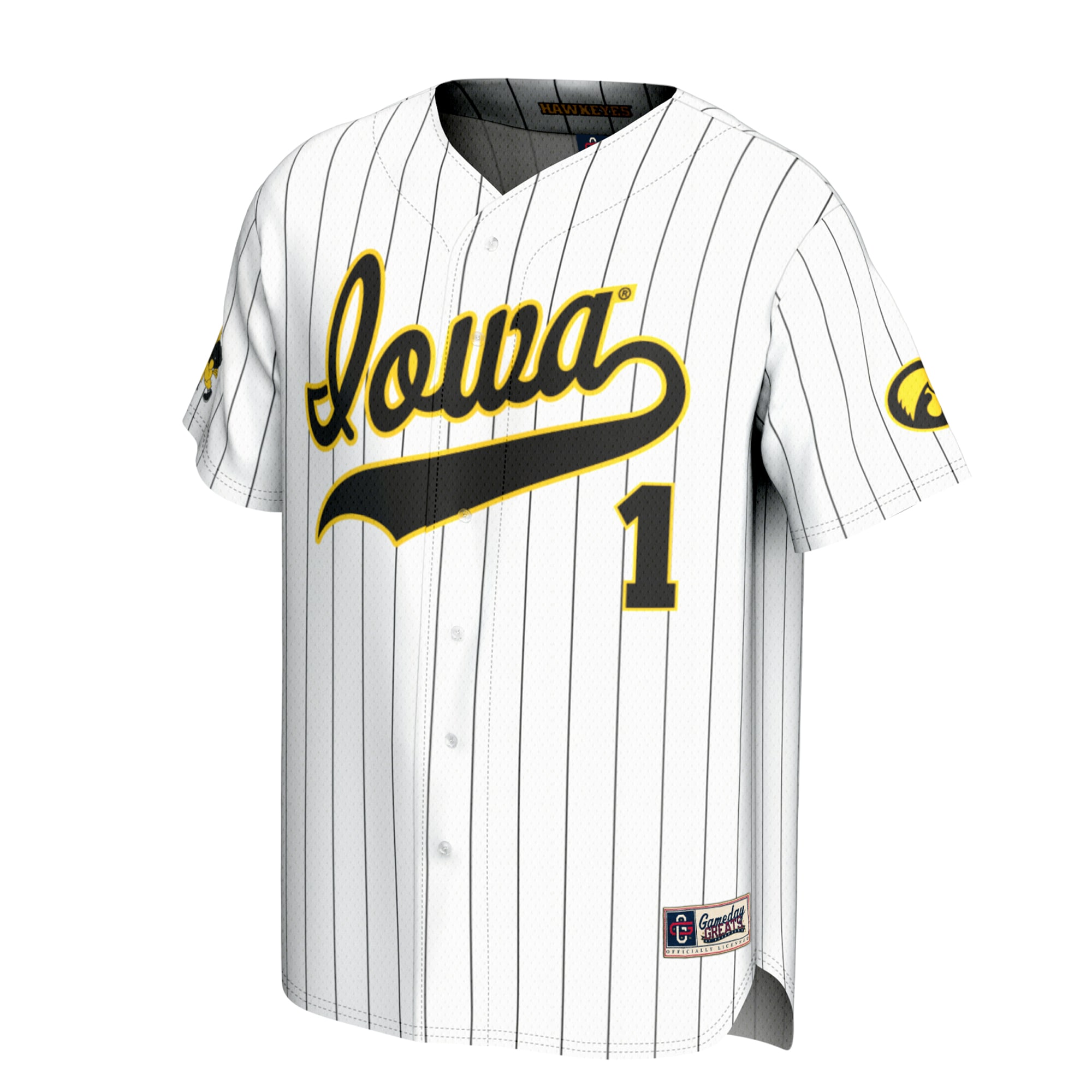 [DDG] Iowa Hawkeyes GameDay Greats Unisex Lightweight Collegiate Baseball Fashion Jersey - White