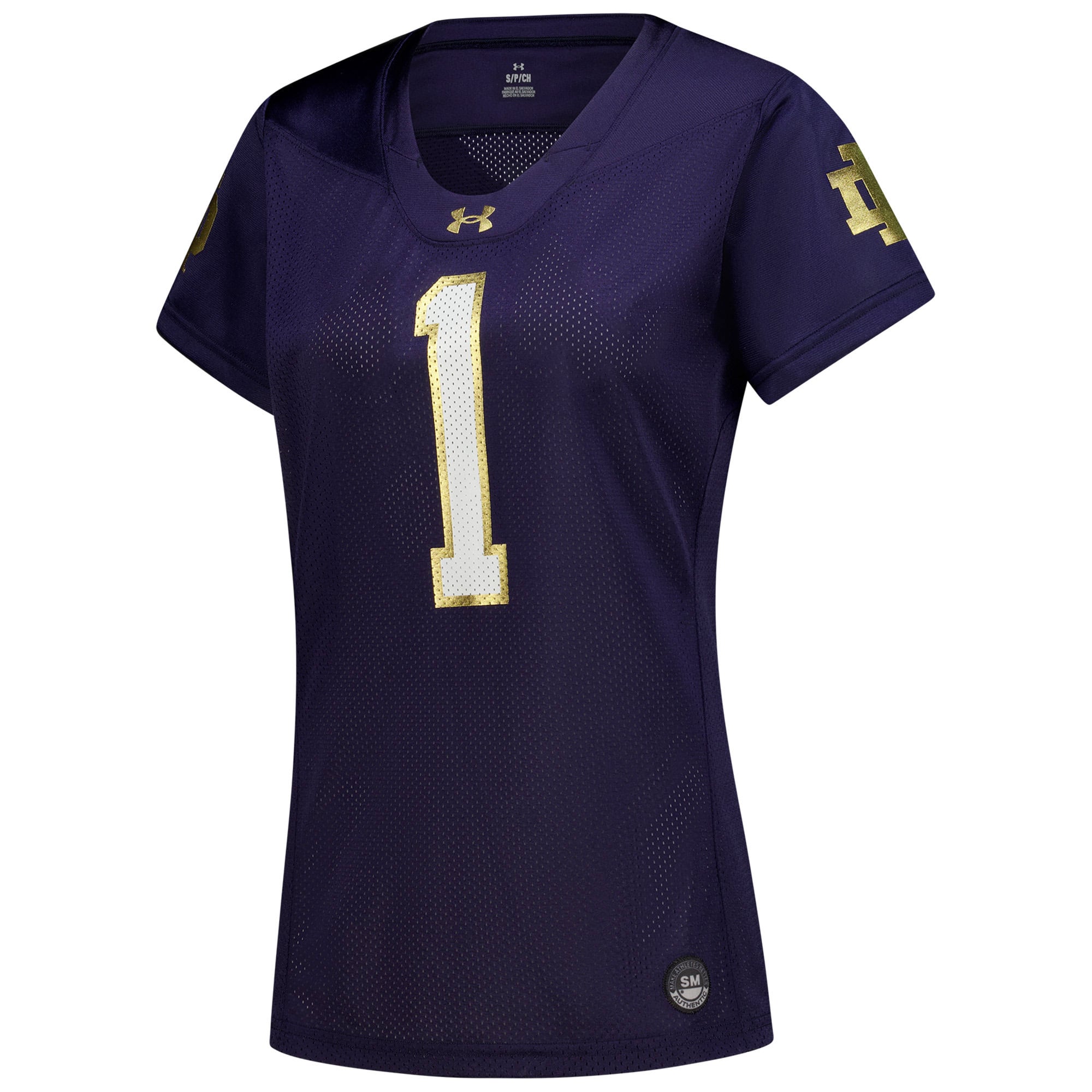 Women's Navy Notre Dame Fighting Irish #1 Football Jersey