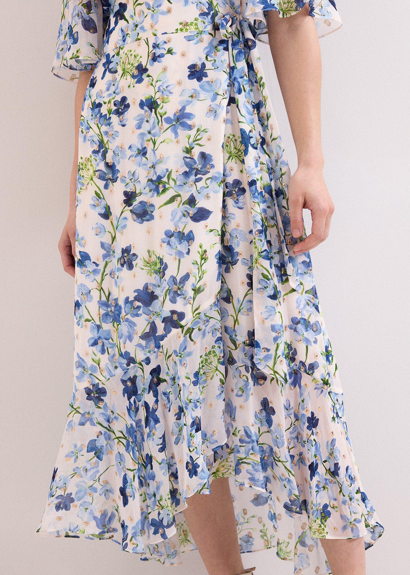 Petite Juliette Cream Floral Shimmer Midi Dress