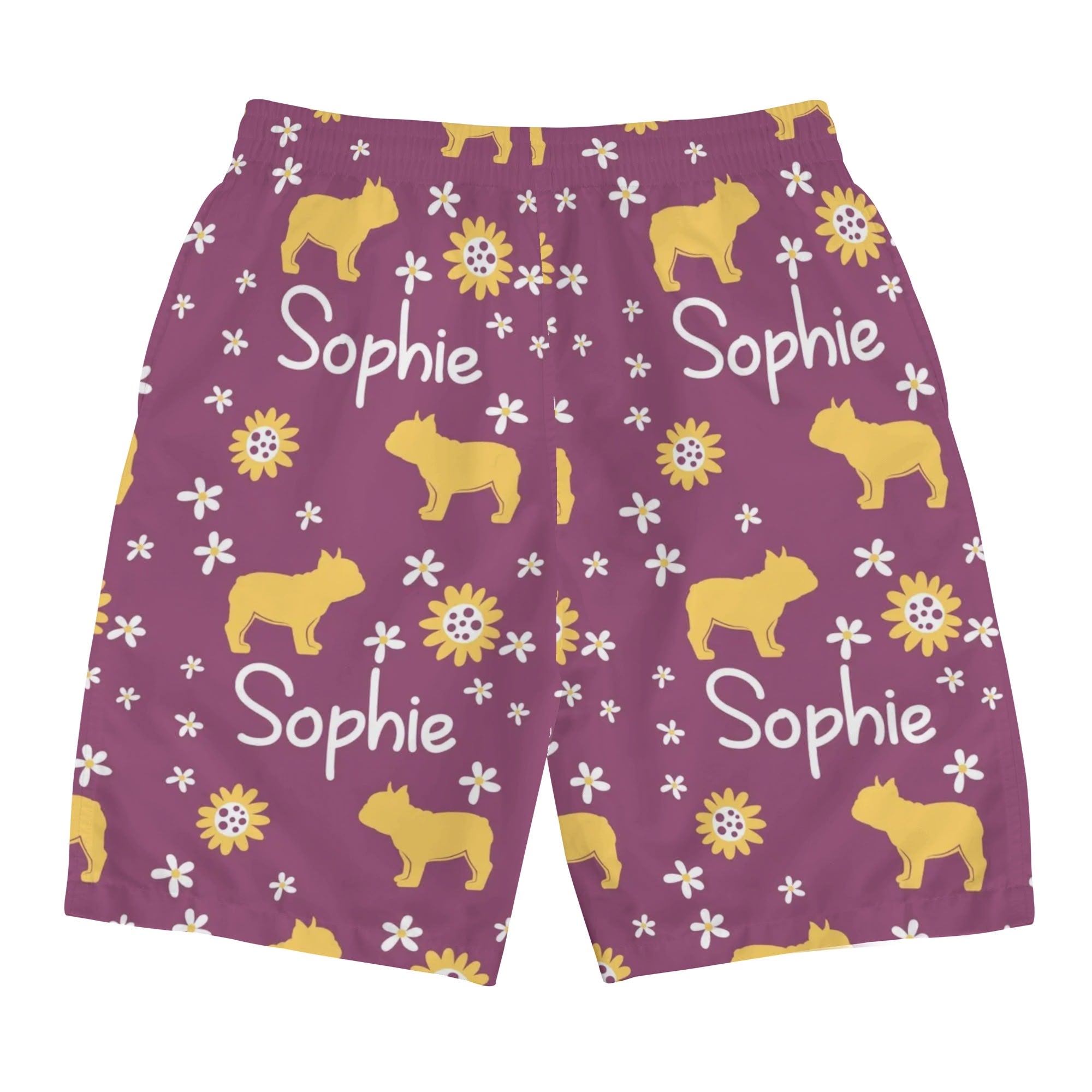 Durable Custom Mens All Over Print Shorts With French Bulldog Name fo...