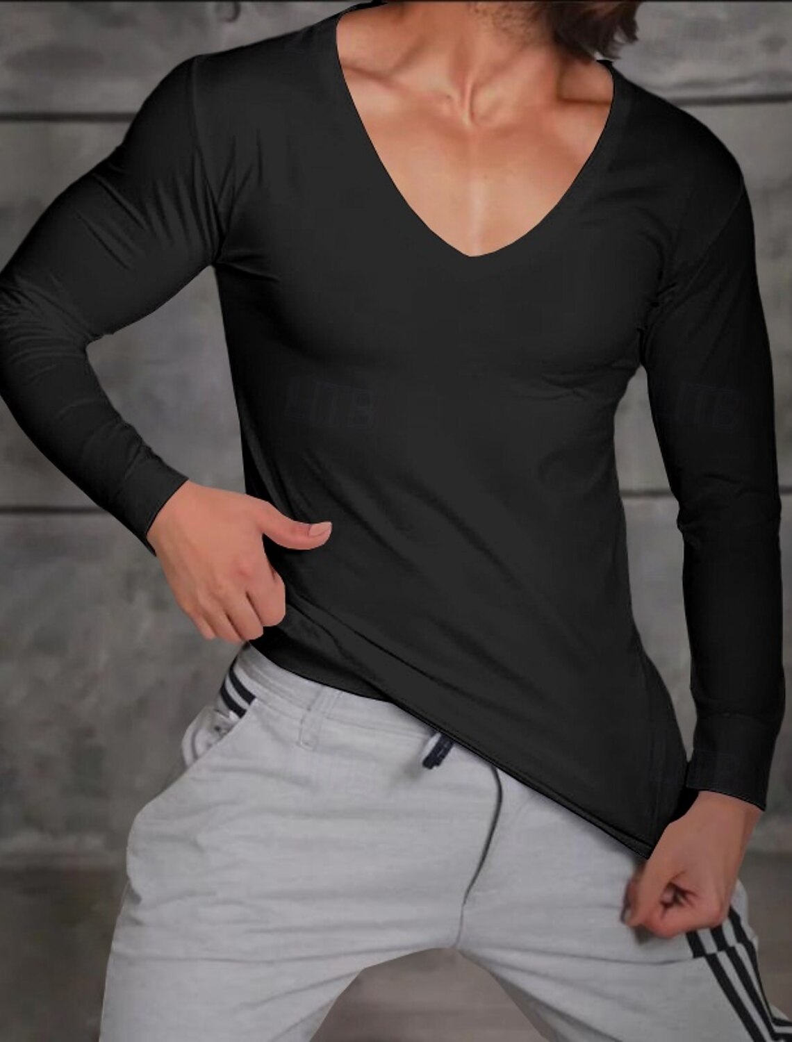 Men's T Shirt Long Sleeve V Neck Winter Spring & Fall All Seasons