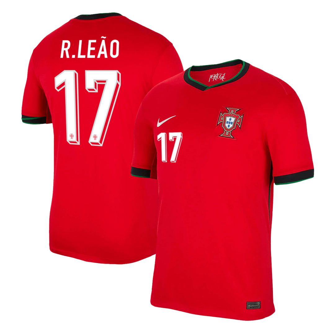 R.Le?o #17 Portugal Home  Soccer Jersey Euro 2024 Authentic Kit