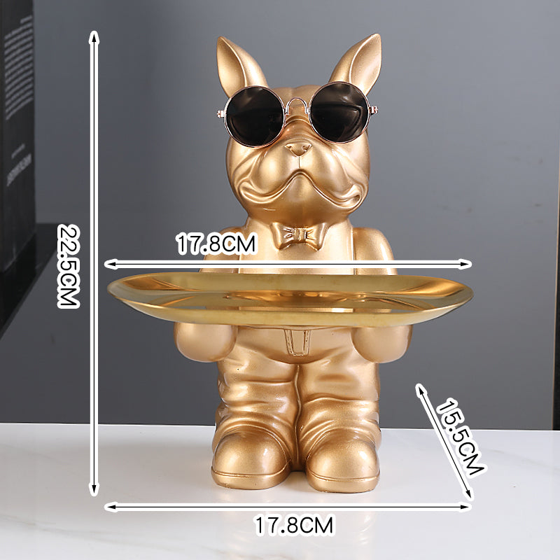 Decorative Frenchie Figurine with Storage Tray - Add Whimsy and Order to Your Room