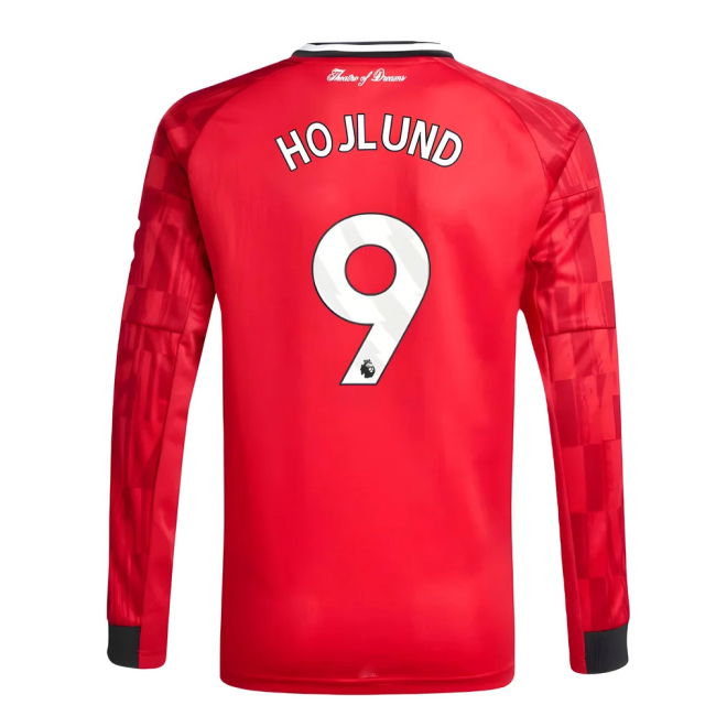 Elite Performance Football Man Utd Long Sleeve Home Shirt Kids Hoj...