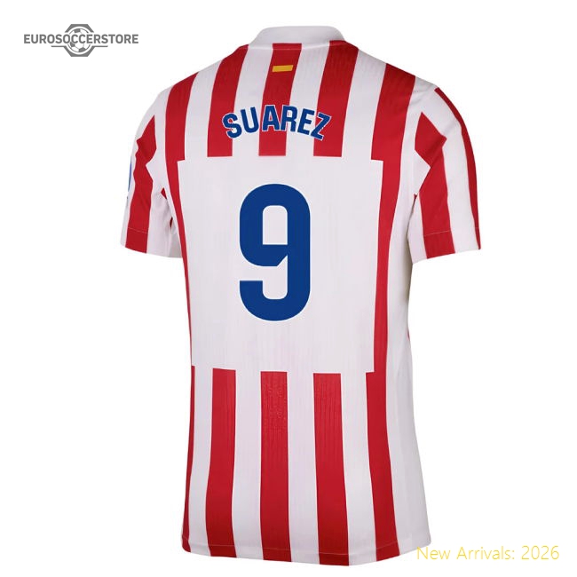 2025-2026 Atletico Madrid Home Authentic Jersey (suarez 9)