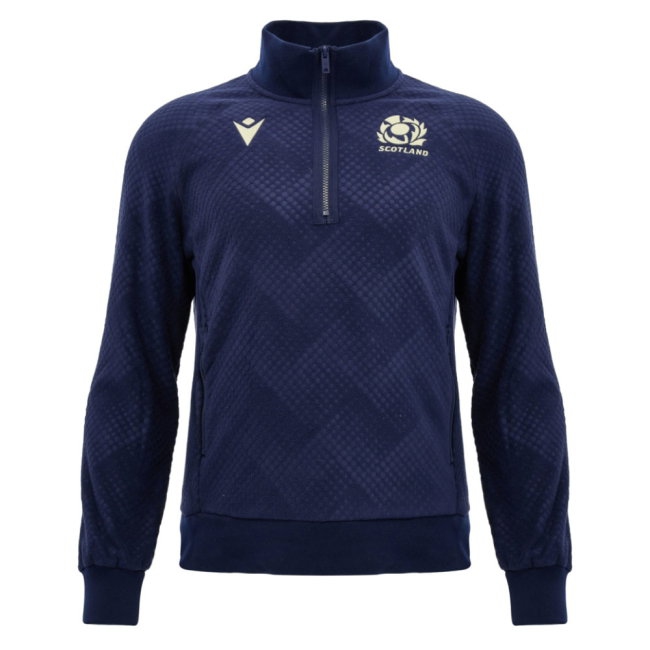 [WSG] 2026 2027 Scotland Rugby Travel Full Zip 3D Fleece Kids Apparel (Navy)