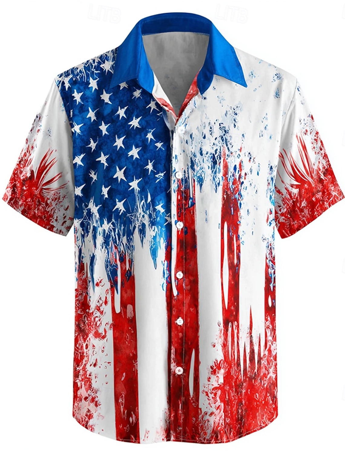 Independence Day Men's US Flag Patriotic Fourth of July Shirt Summer Shirt Button Up Shirt Short Sleeve Fashion Casual Outdoor Holiday Summer Spring Turndown 3D Print