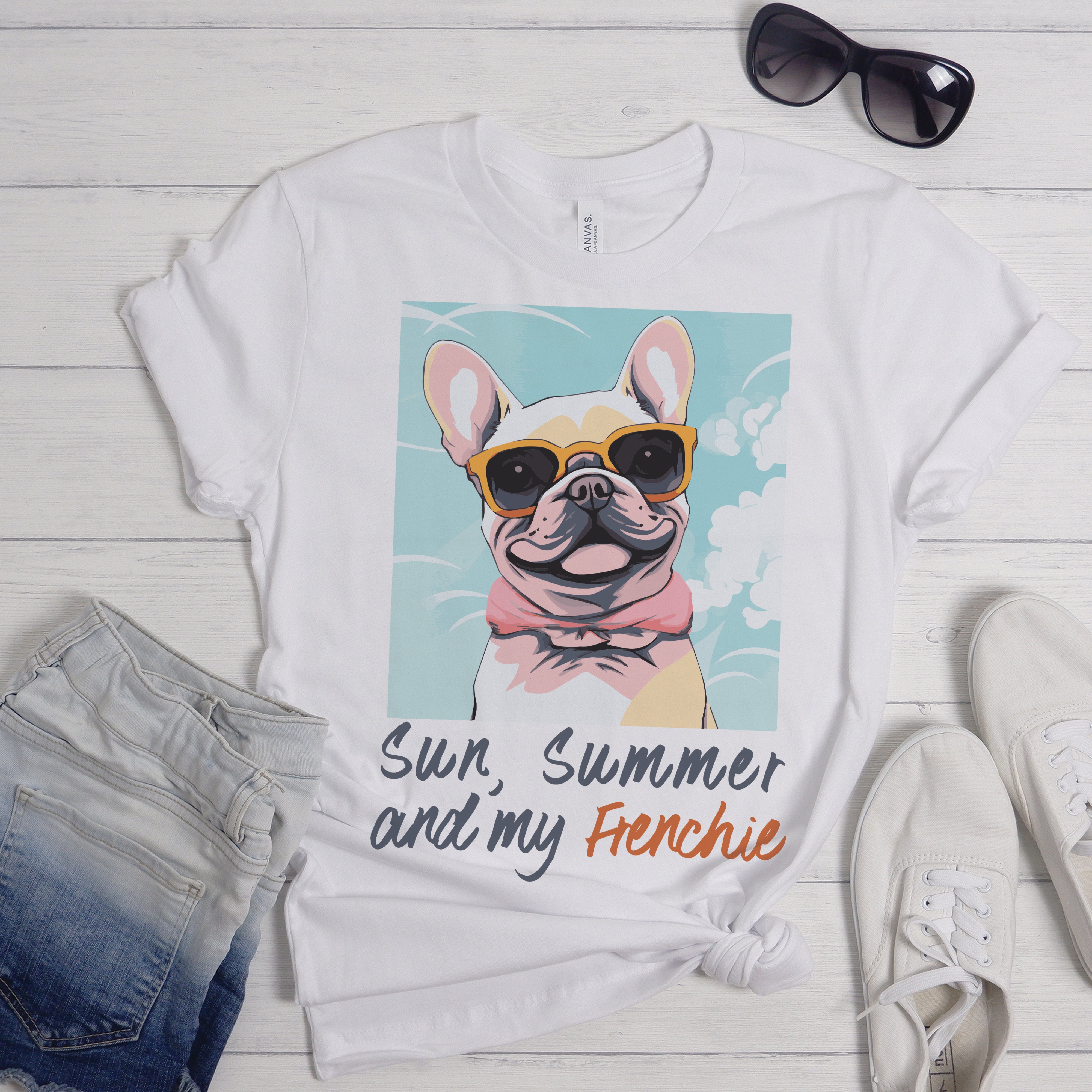 Summertime With My French Bulldog - Premium Unisex T-shirt Casual Wear