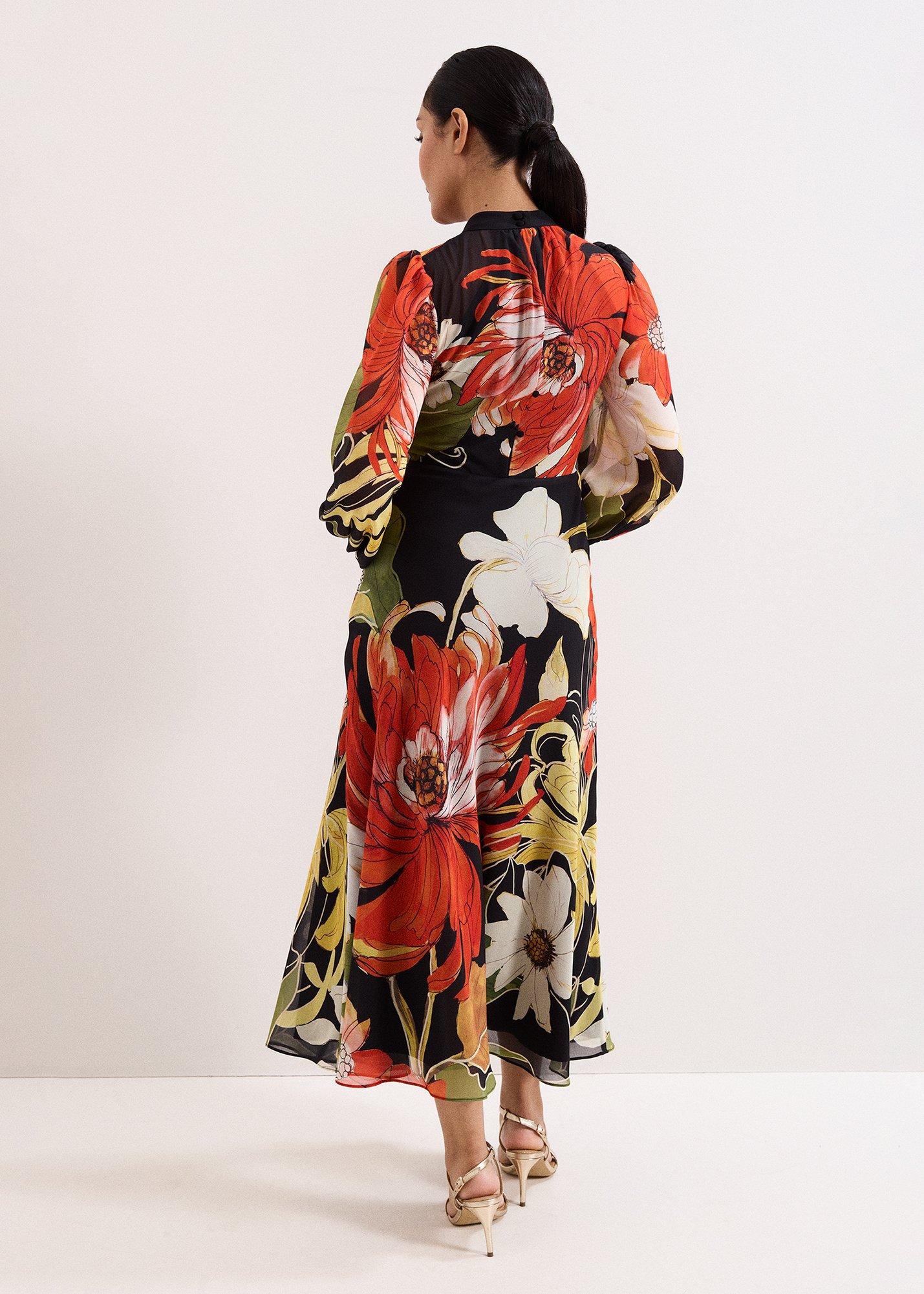 Petite Eve Floral Printed Midi Dress