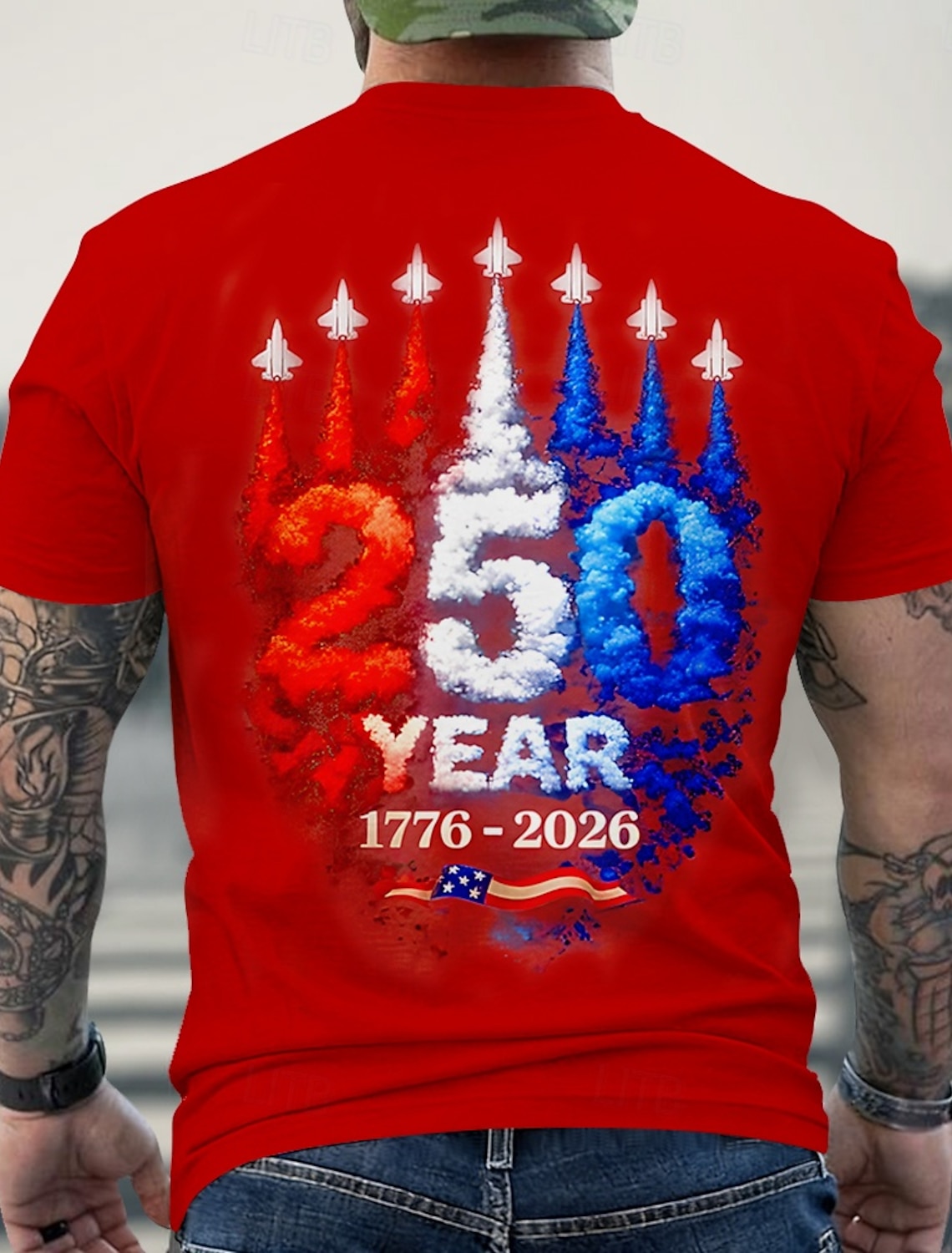 4th of July 2026 250th Memorial Day Men's 3D Print US Flag Crew Neck Short Sleeve T-Shirt Daily Street