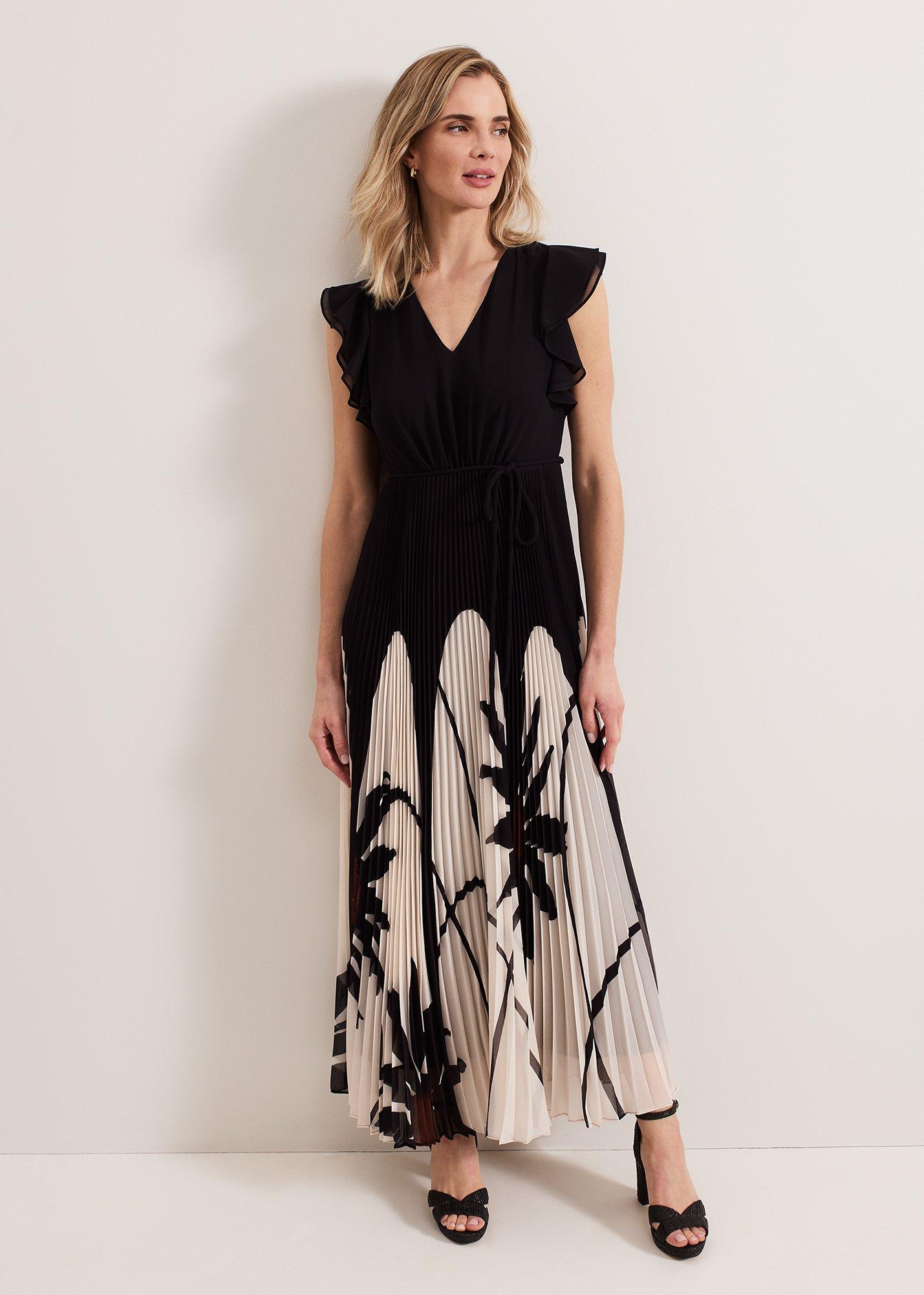 Uma Printed Pleat Maxi Dress