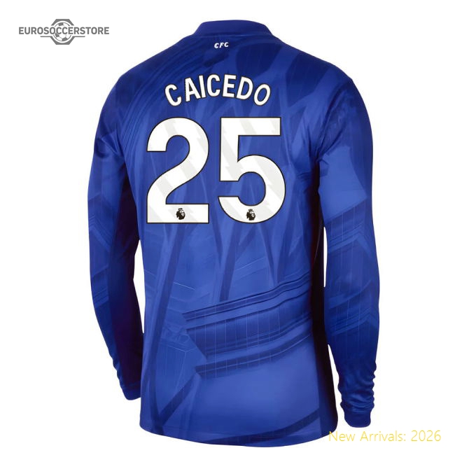 Premium 2025-2026 Chelsea Home Long Sleeve Shirt (caicedo 25)