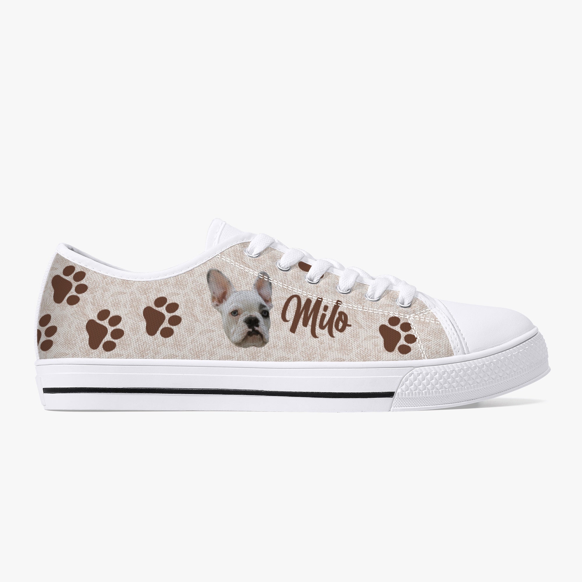 Lover Personalized Classic Low-top Canvas Shoes For Frenchie Fans