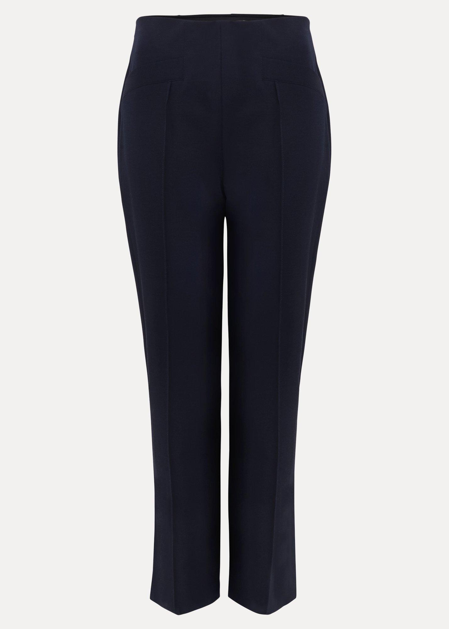 Miah Navy Cropped Slim Trousers