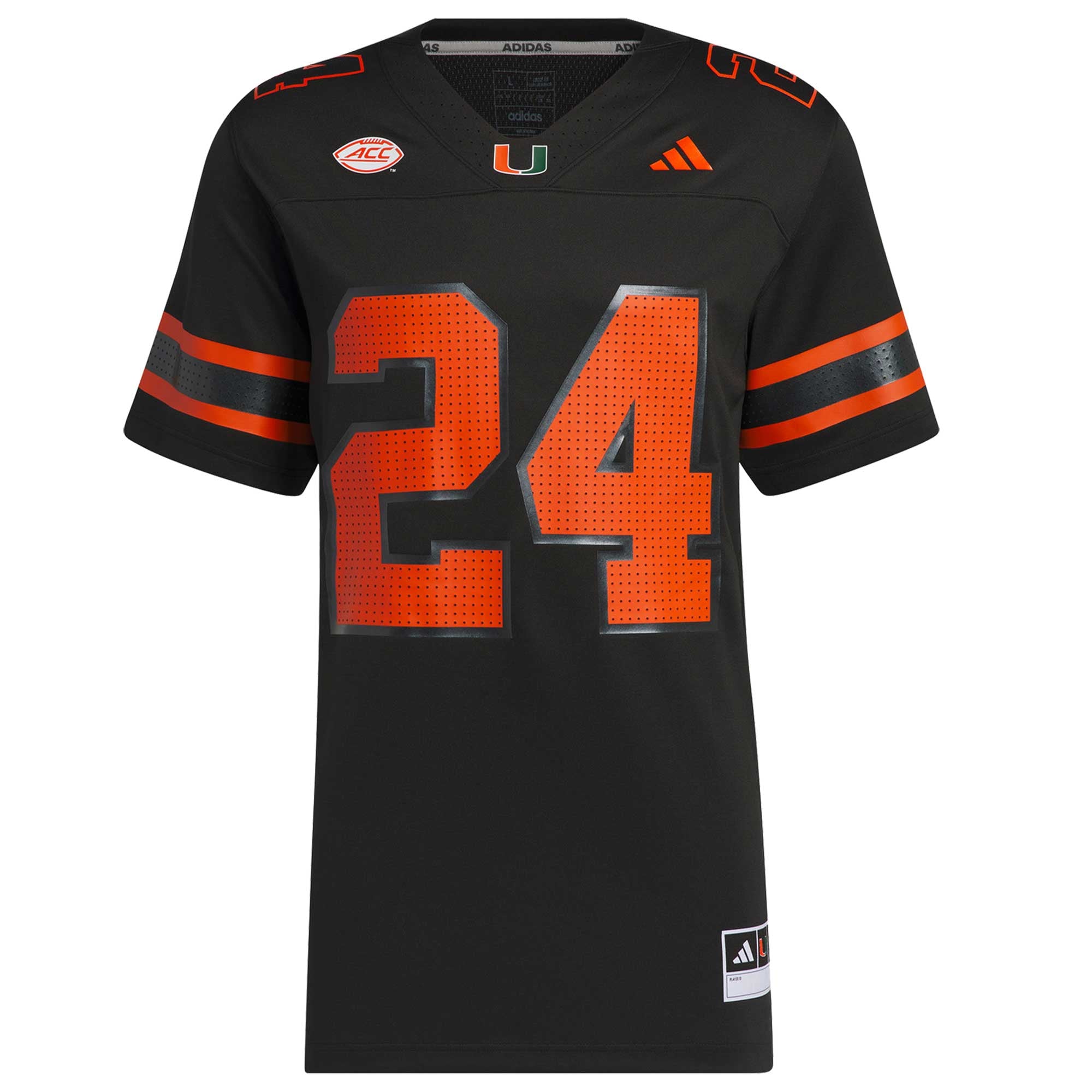 #24 Miami Hurricanes adidas Premier Strategy Jersey - Black