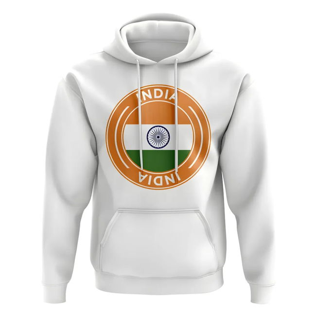 Match-Ready India Football Badge Hoodie (White) Match-Ready