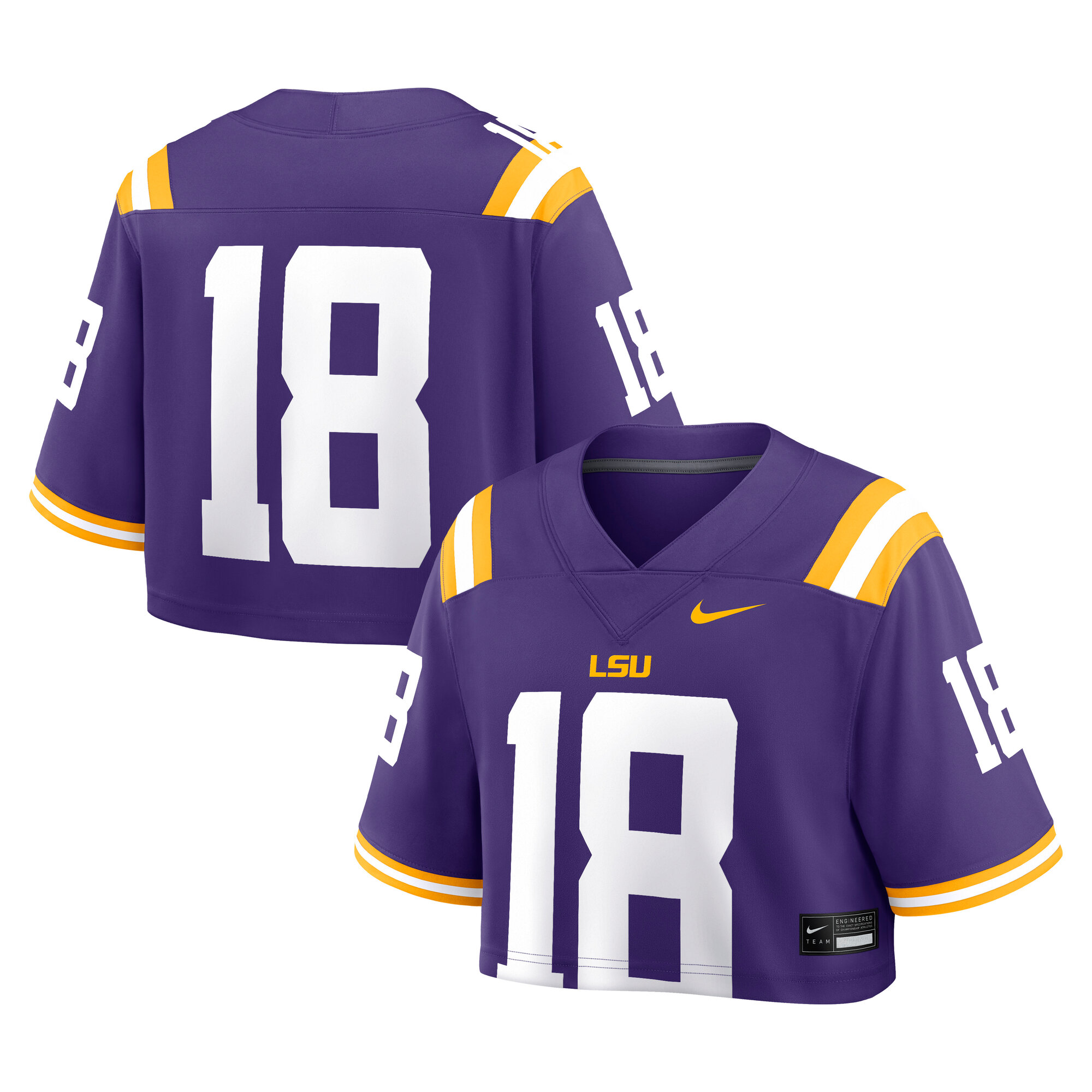 [DDG] Youth LSU Tigers Women's Game Crop Top Jersey - Purple