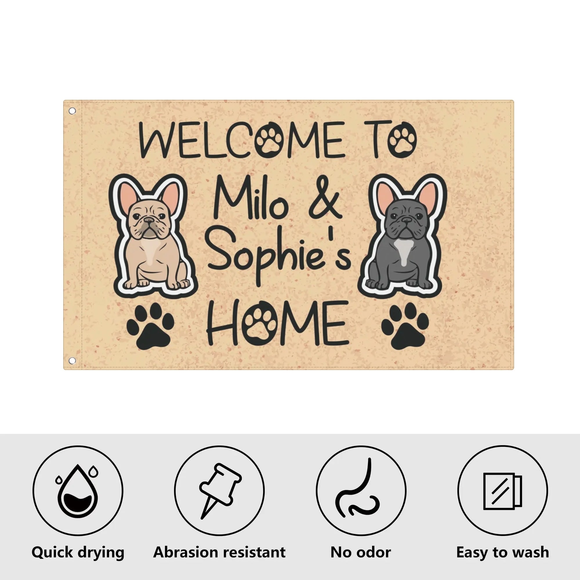 Cozy Personalized French Bulldog Garden Flag With Frenchie Name for Pet