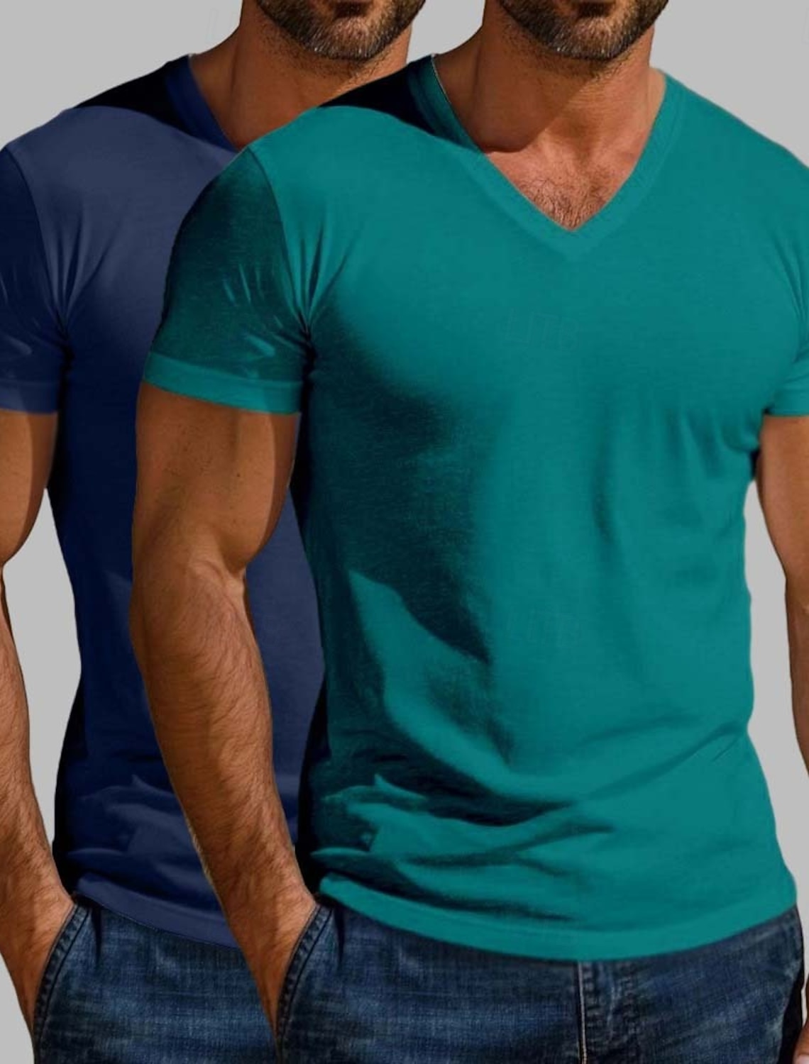 2PCS Men's Cotton Blend T Shirt Tee Top Short Sleeve V Neck Summer All