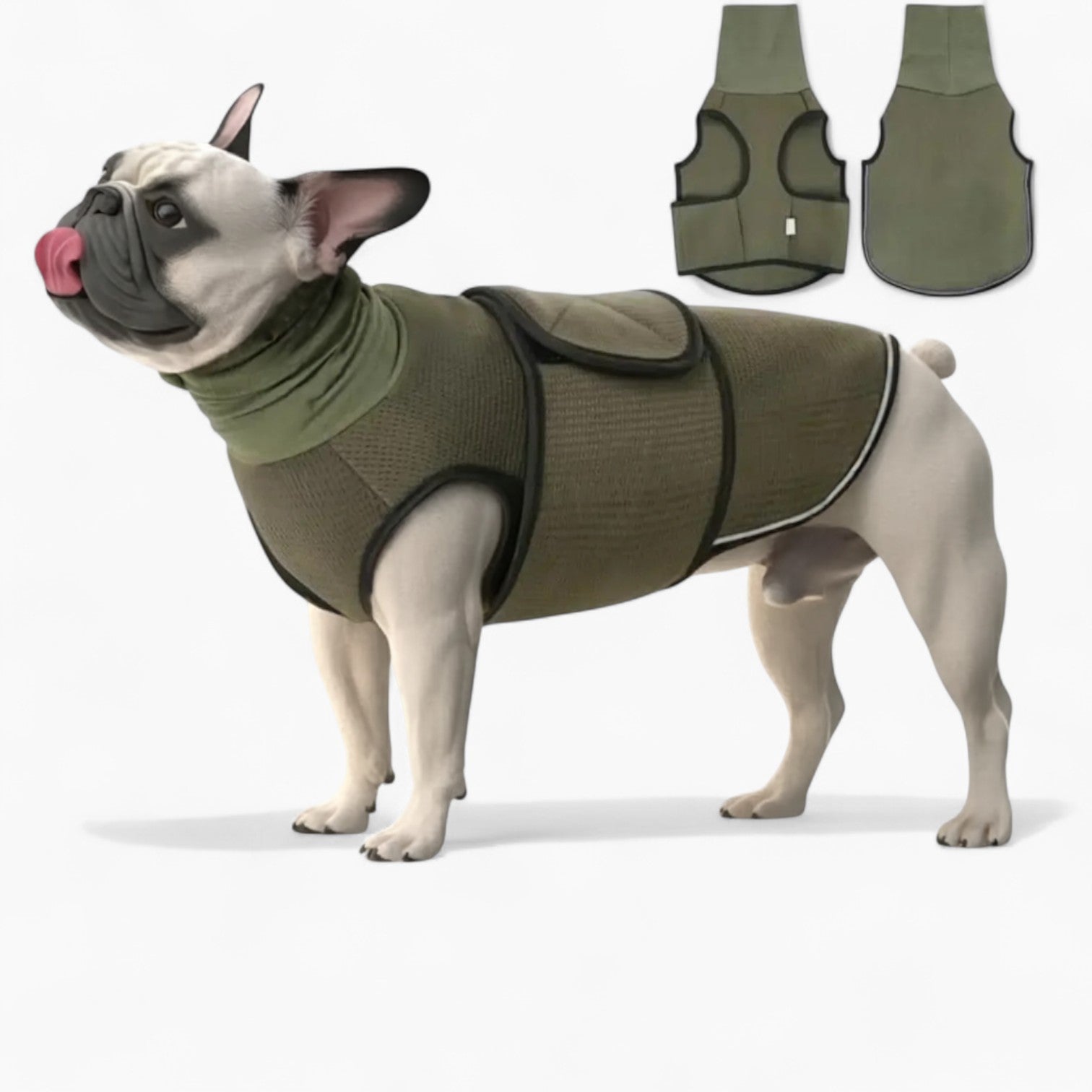 ZenHood Frenchie Anxiety Vest – Calming Hooded Jacket for Fireworks