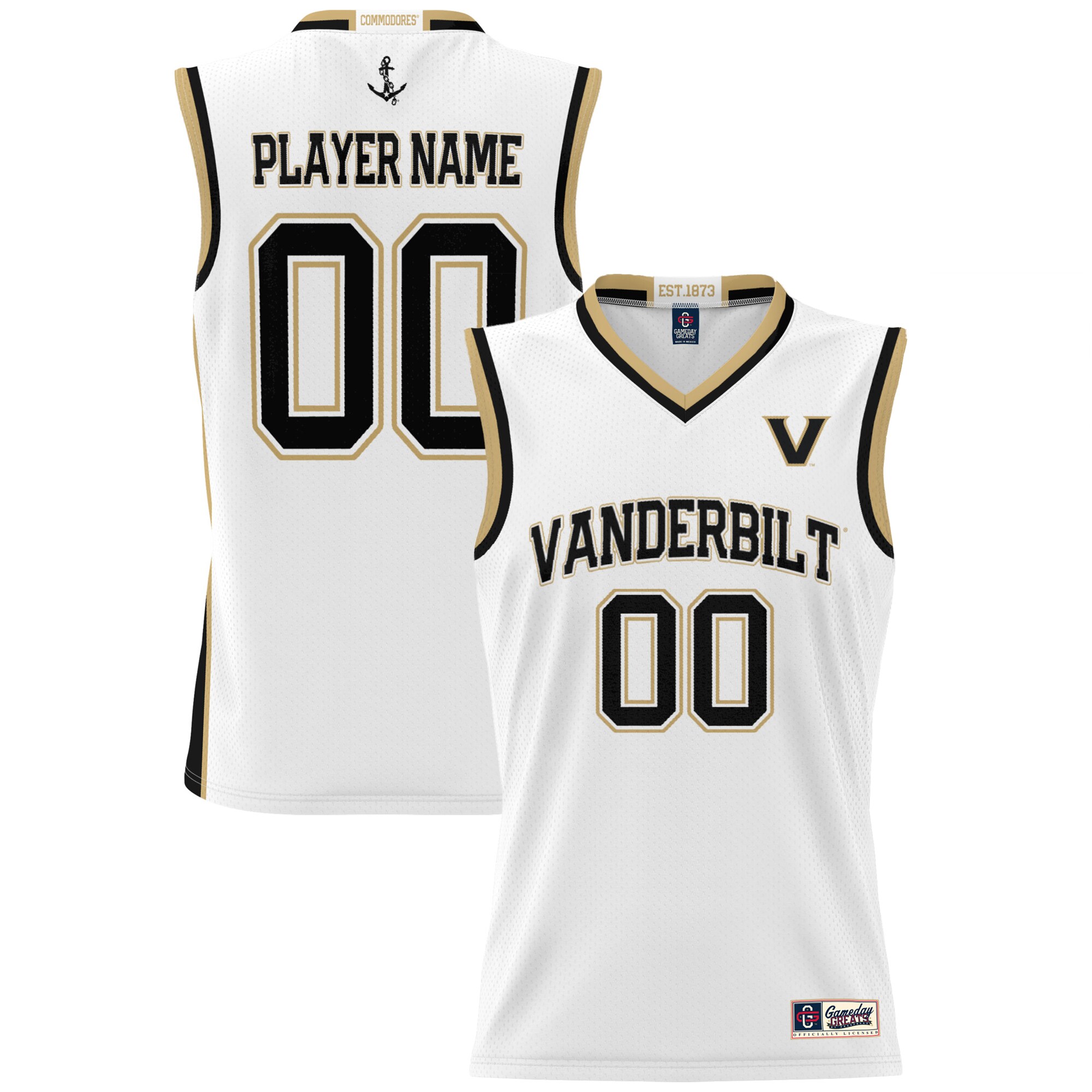 [NJP] Vanderbilt Commodores GameDay Greats NIL Pick-A-Player Men's Basketball Jersey - White