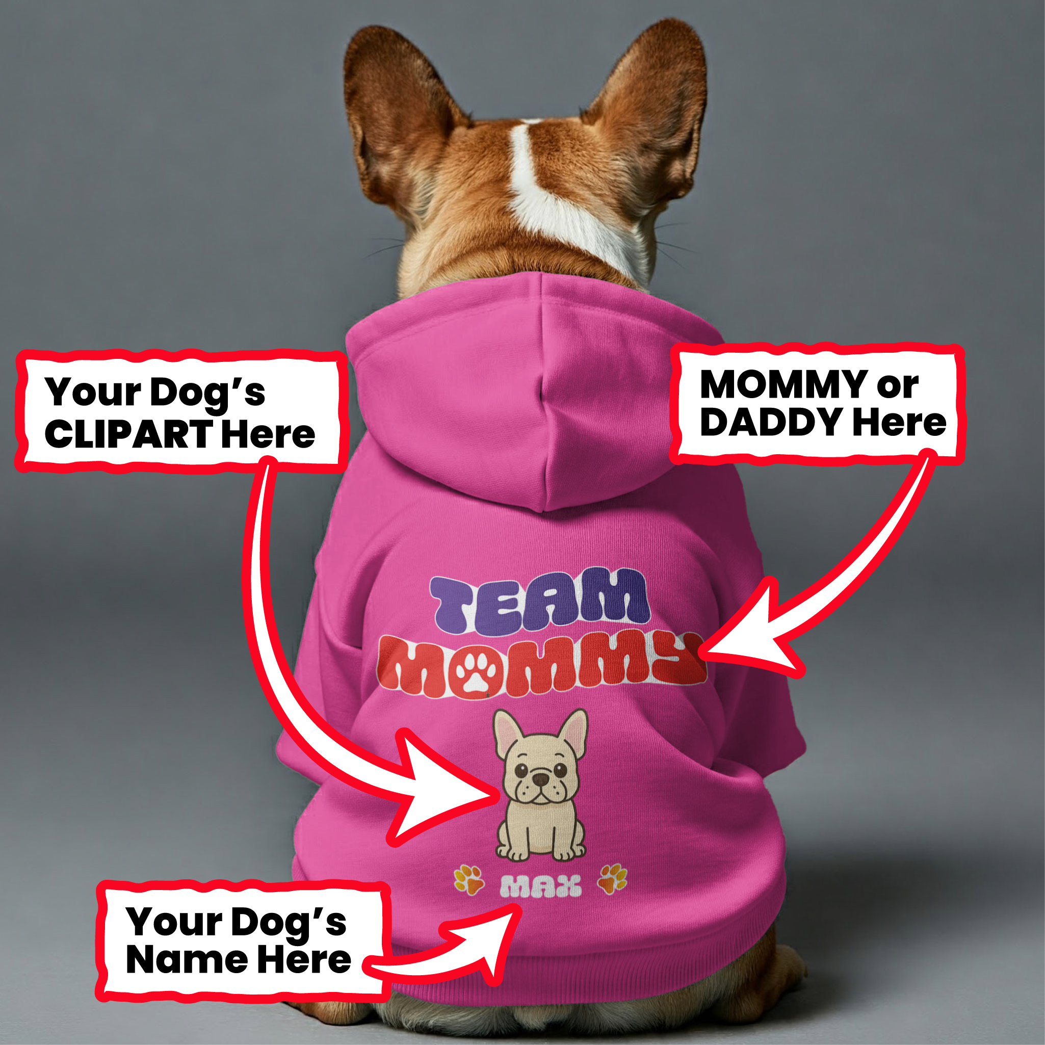 French Bulldog Team Mommy Personalized French Bulldog Hoodies With