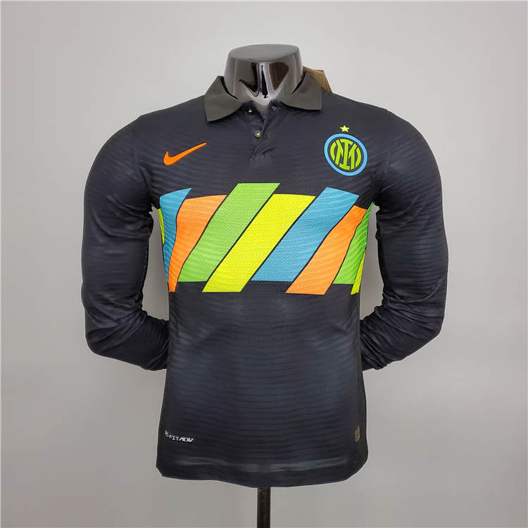 Inter Milan 21-22 Third Black Long Sleeve Soccer Jersey Football
