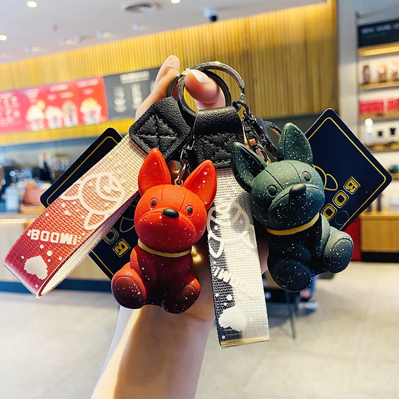 French Bulldog French Bulldog Key Pendant Colorful Keyring (wj132) Durable Dog Item