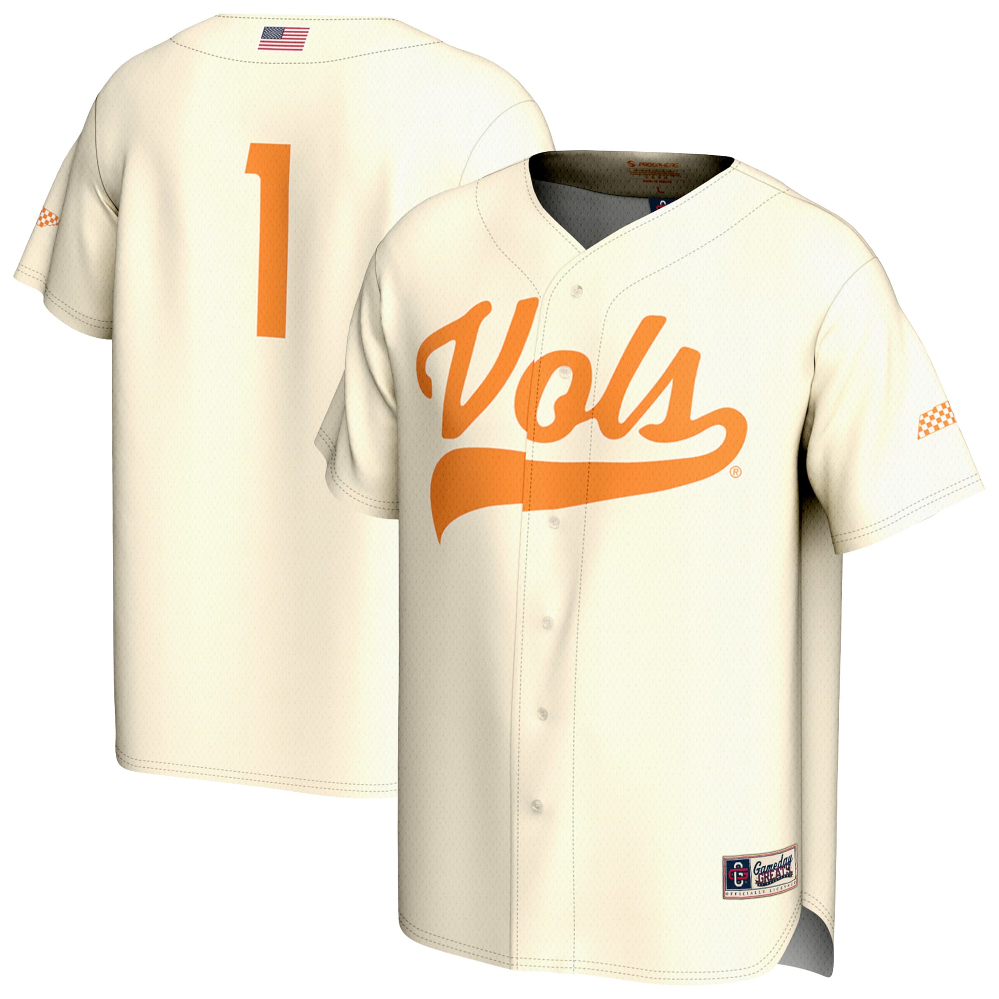 [NJP] Women's Tennessee Volunteers GameDay Greats Lightweight Baseball Fashion Jersey - Cream