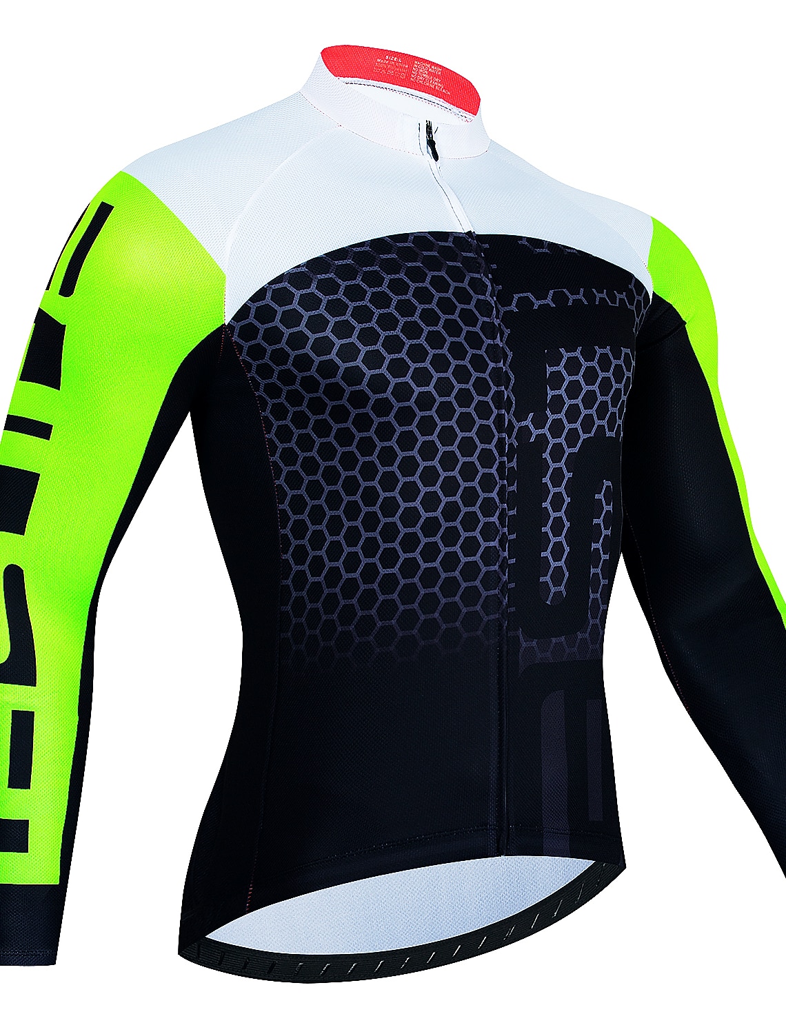 Men's Cycling Jersey Honeycomb Long Sleeve Bike Jersey Top with 3 Rear Pockets Mountain Bike MTB Road Bike Cycling Quick Dry Reflective Strips Back Pocket Moisture Wicking Sports Black White Red