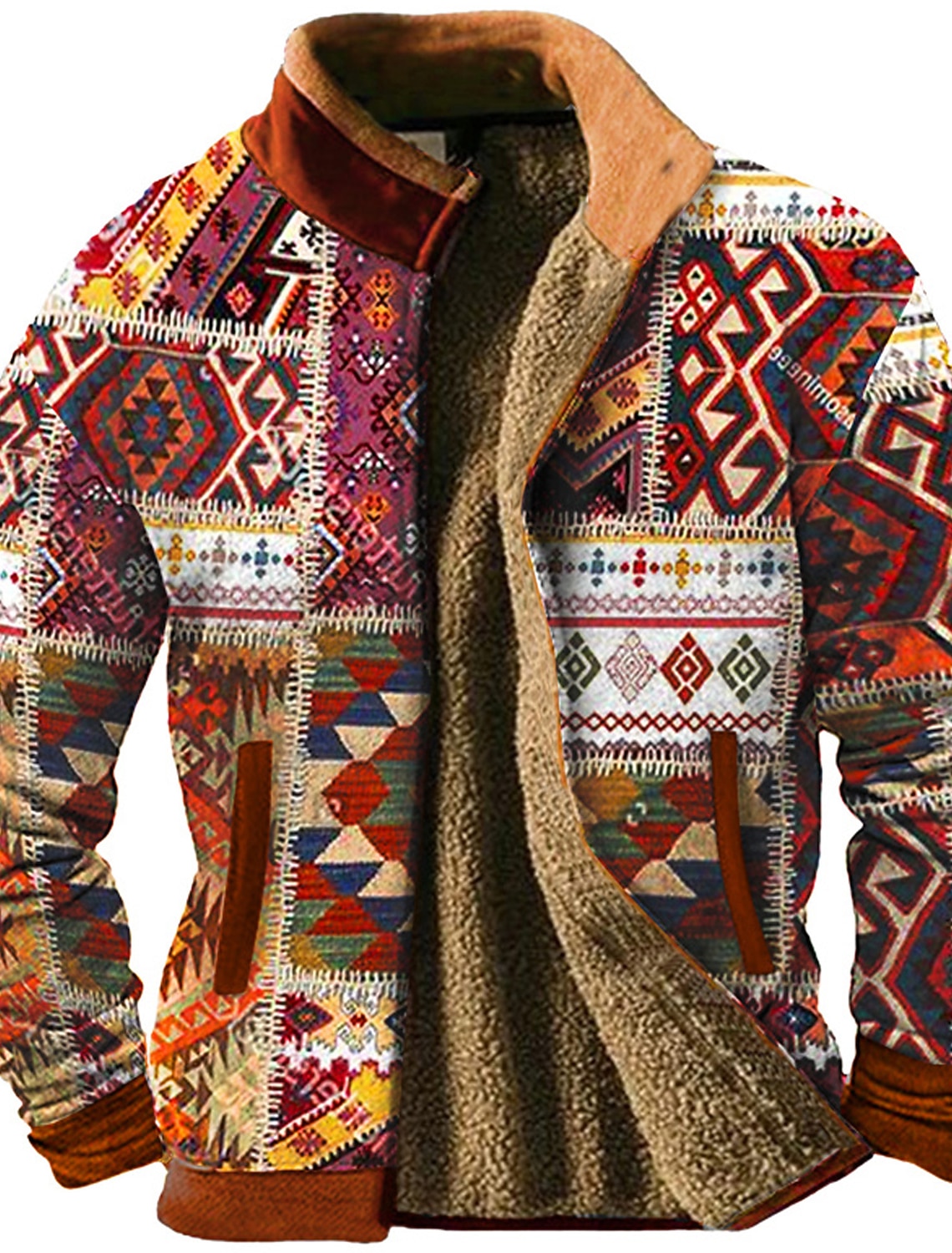 Men's Graphic Tribal Sweatshirts Zip Sweatshirt Fleece Jacket