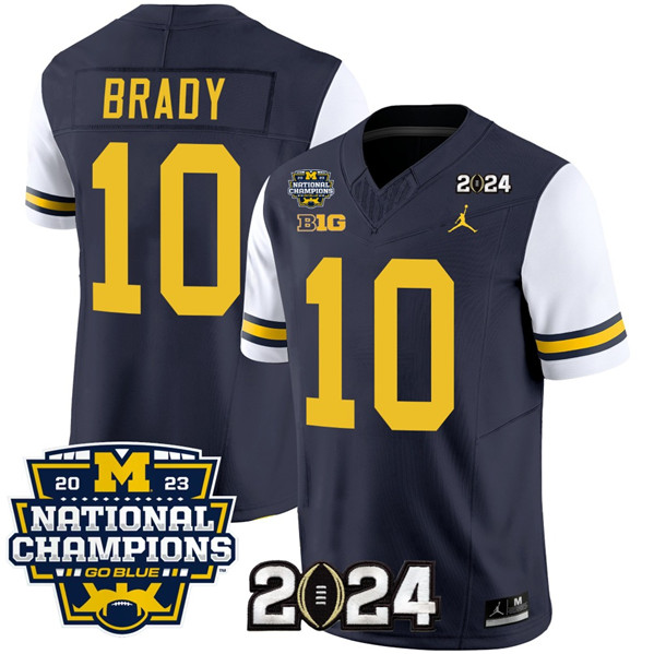 Men's UM Wolverines White 2024 official Tom Brady #10 performance