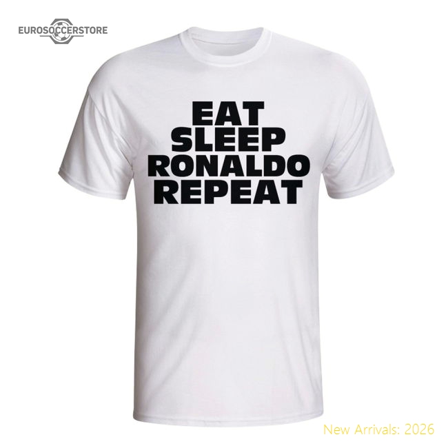 Trending Eat Sleep Ronaldo Repeat T-Shirt (White) - Kids
