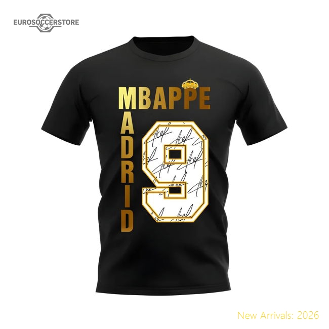 Kylian Mbappe Real Madrid Autograph T-shirt (black) - Supporter Edition