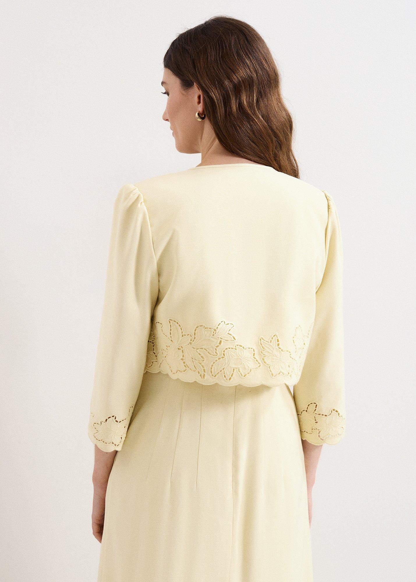 Wilda Yellow Embroidered Tie Jacket