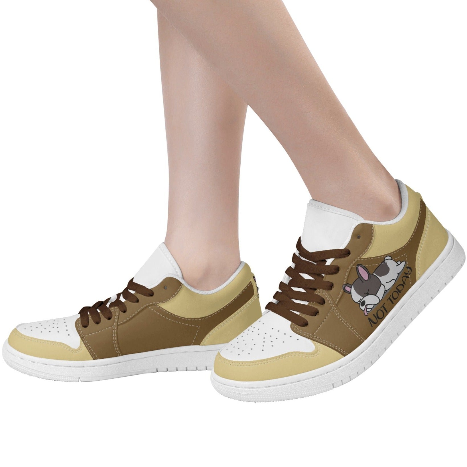 Minimal-Aesthetic Lazy Frenchie - Low Top Skateboard Sneakers as a Gift