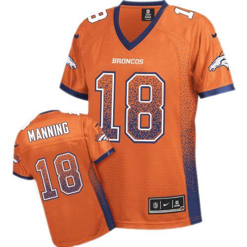 Official NFL s Denver Broncos #18 Peyton Manning Orange Elite Jersey