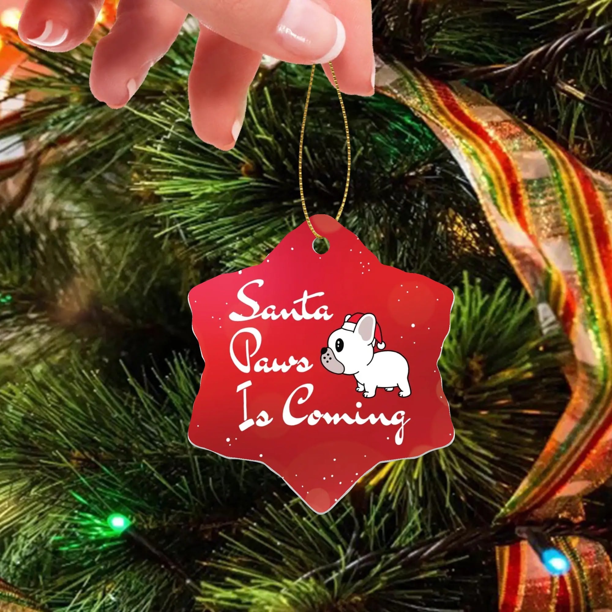 French Bulldog Lover Hugo Christmas Ornaments Stylish Wall Art