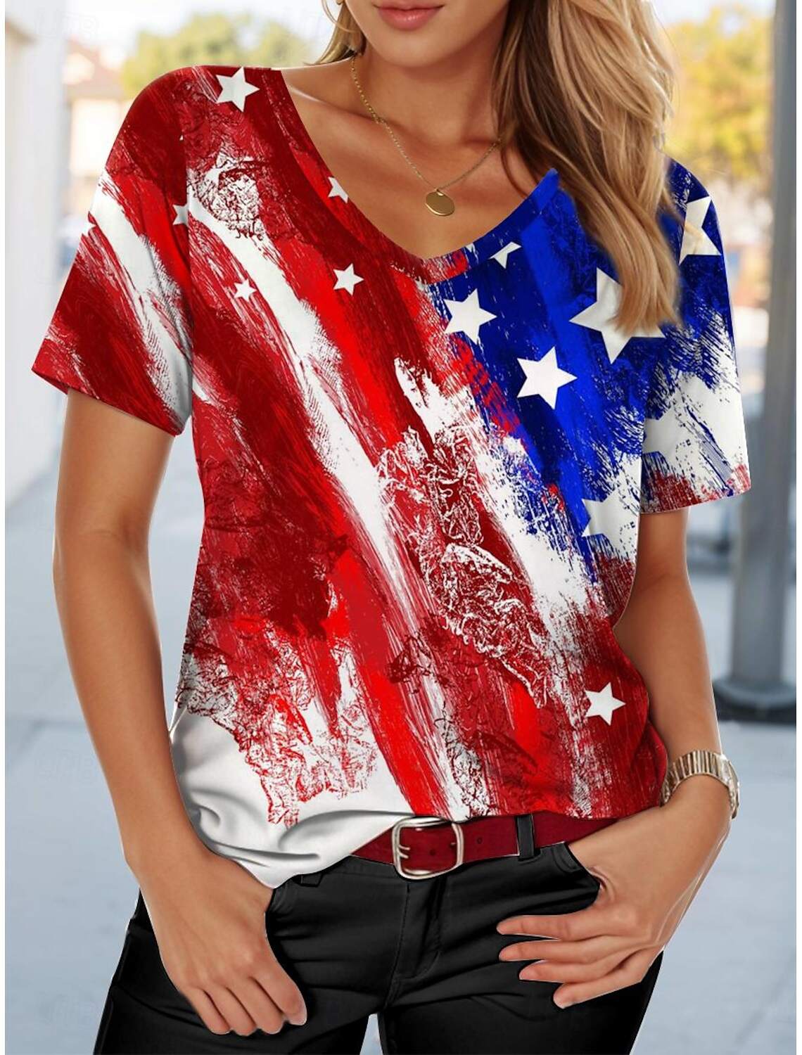 Women's Tank Top Flag Independence Day Sleeveless Sleeveless V Neck Daily Summer