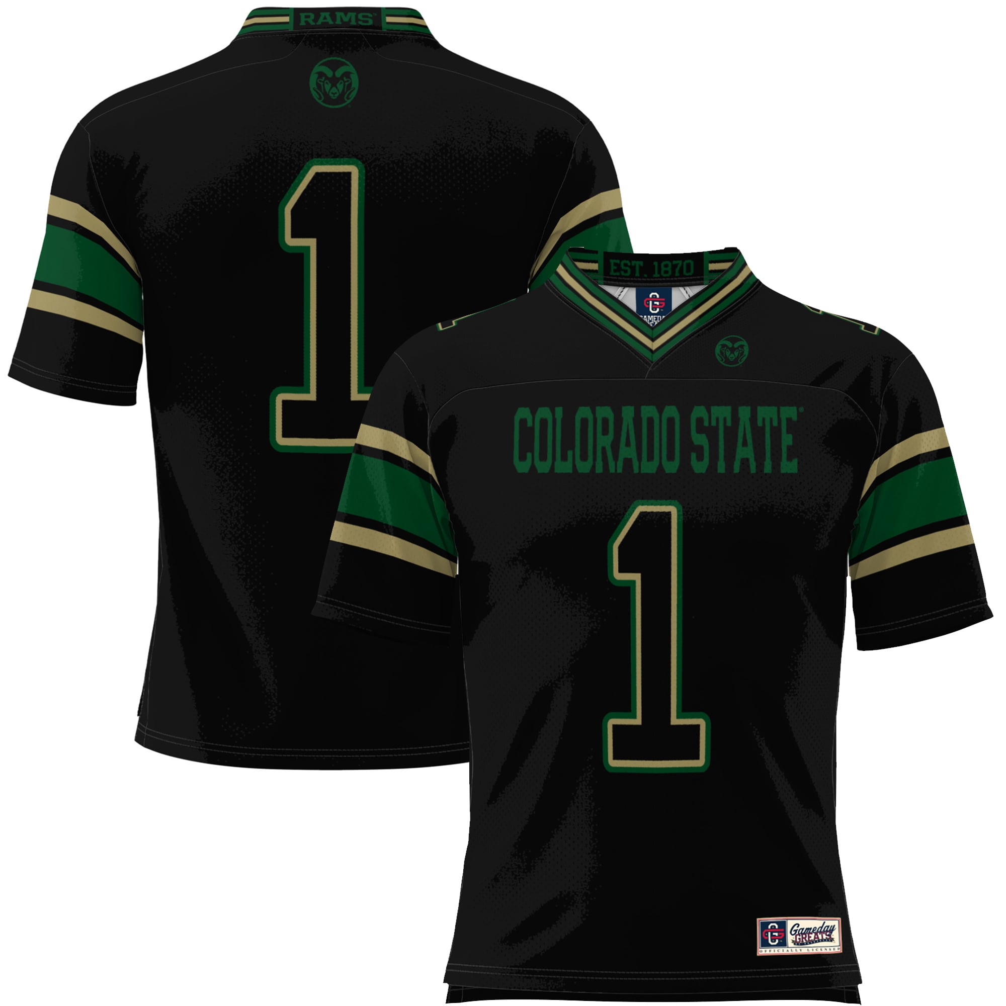 #1 Colorado State Rams GameDay Greats Endzone Football Jersey - Black