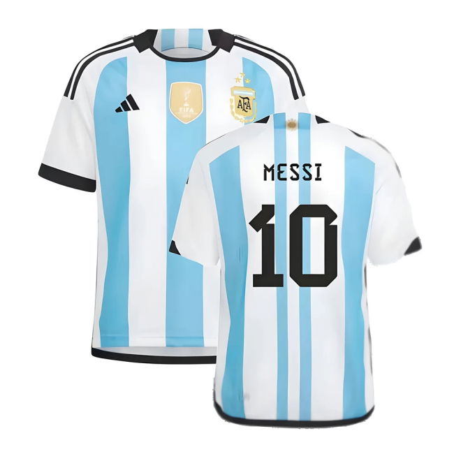 Football Argentina 2022 World Cup Winners Home Shirt - Kids (Messi 10)