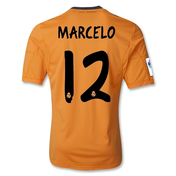 13-14 Real Madrid 12 MARCELO Away Orange Soccer Jersey Shirt -