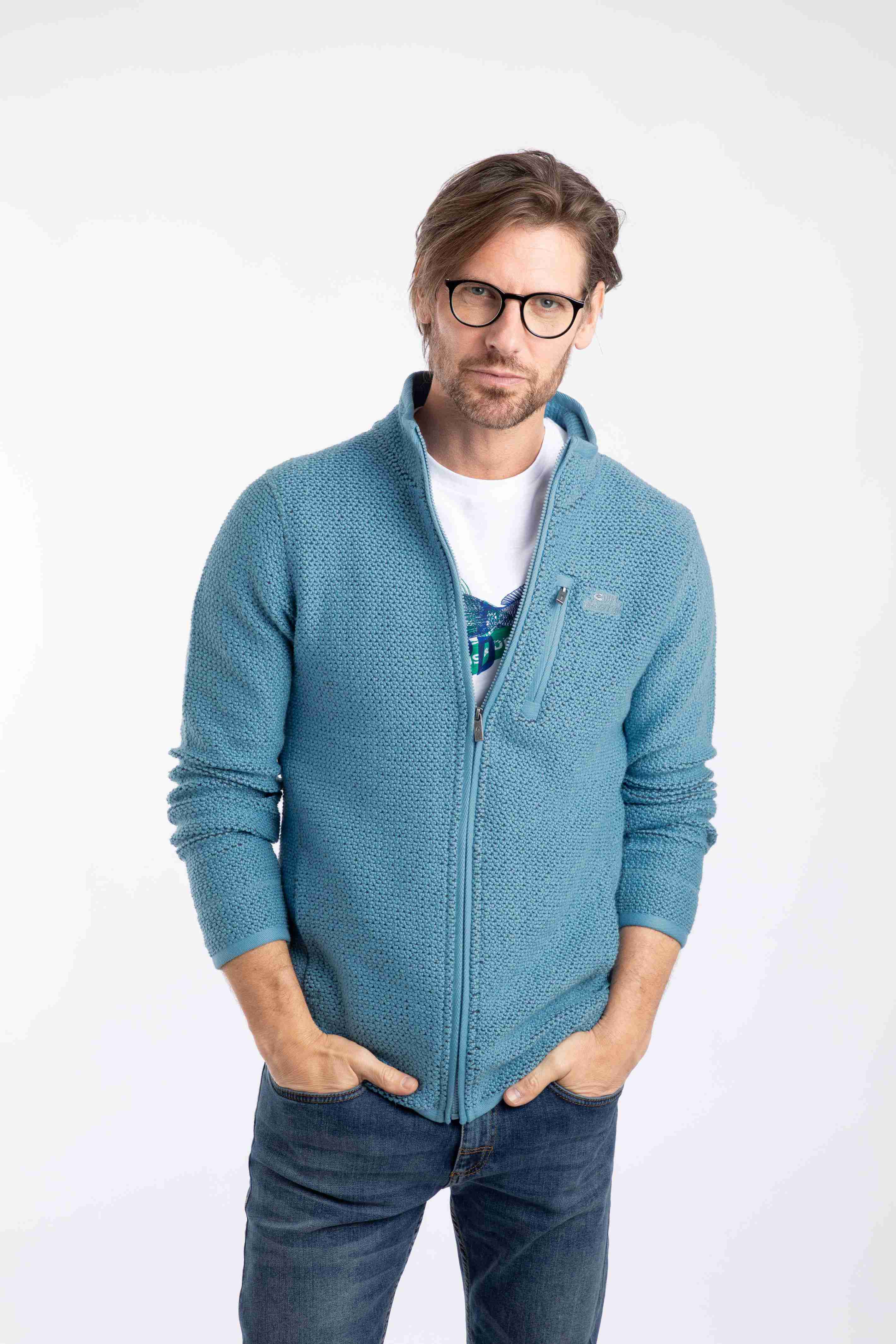 Transom Full Zip Macaroni Sweatshirt Bluebird
