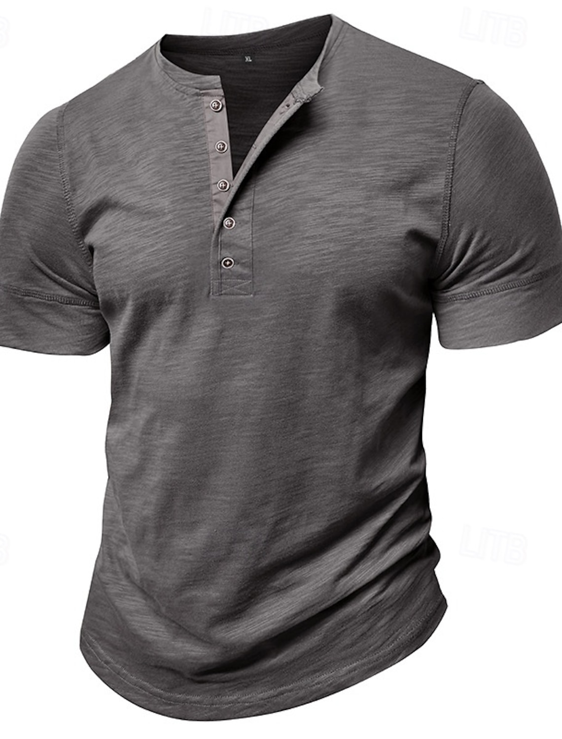 100% Cotton Men's Henley Shirt Tee Short Sleeve Solid Color Plain