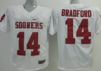 Men's OU Sooners White 2024 team authorized Sam Bradford #14 game