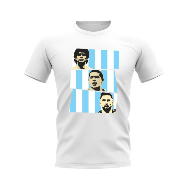 Quality Maradona Riquelme Messi Argentina Trio T-Shirt (White)
