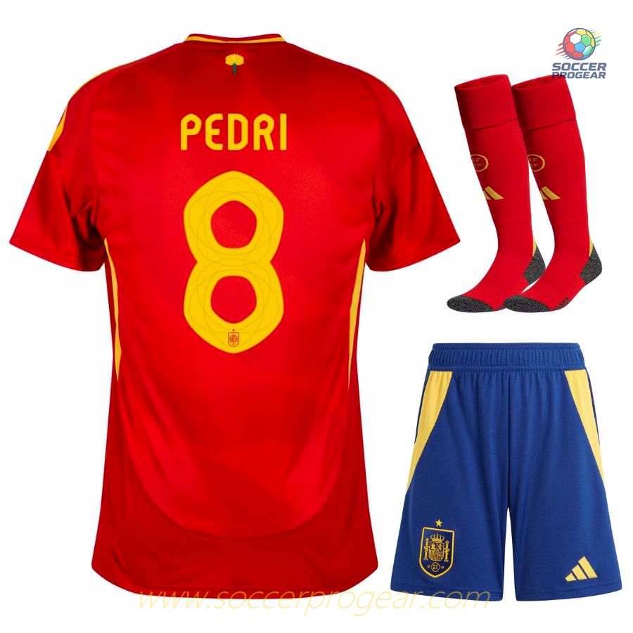 Spain Home Soccer Uniform Kids Soccer Shirt 2024-2025 Season Pedri