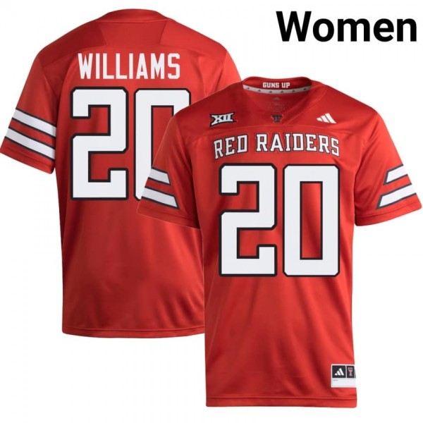 Texas Tech Red Raiders #20 J'Koby Williams Women Stitch Jerseys - White