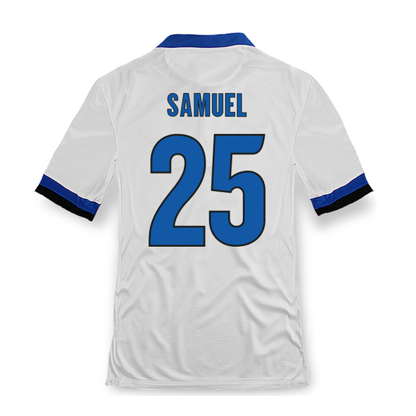 13-14 Inter Milan 25 Samuel Away White Soccer Jersey Shirt - Official