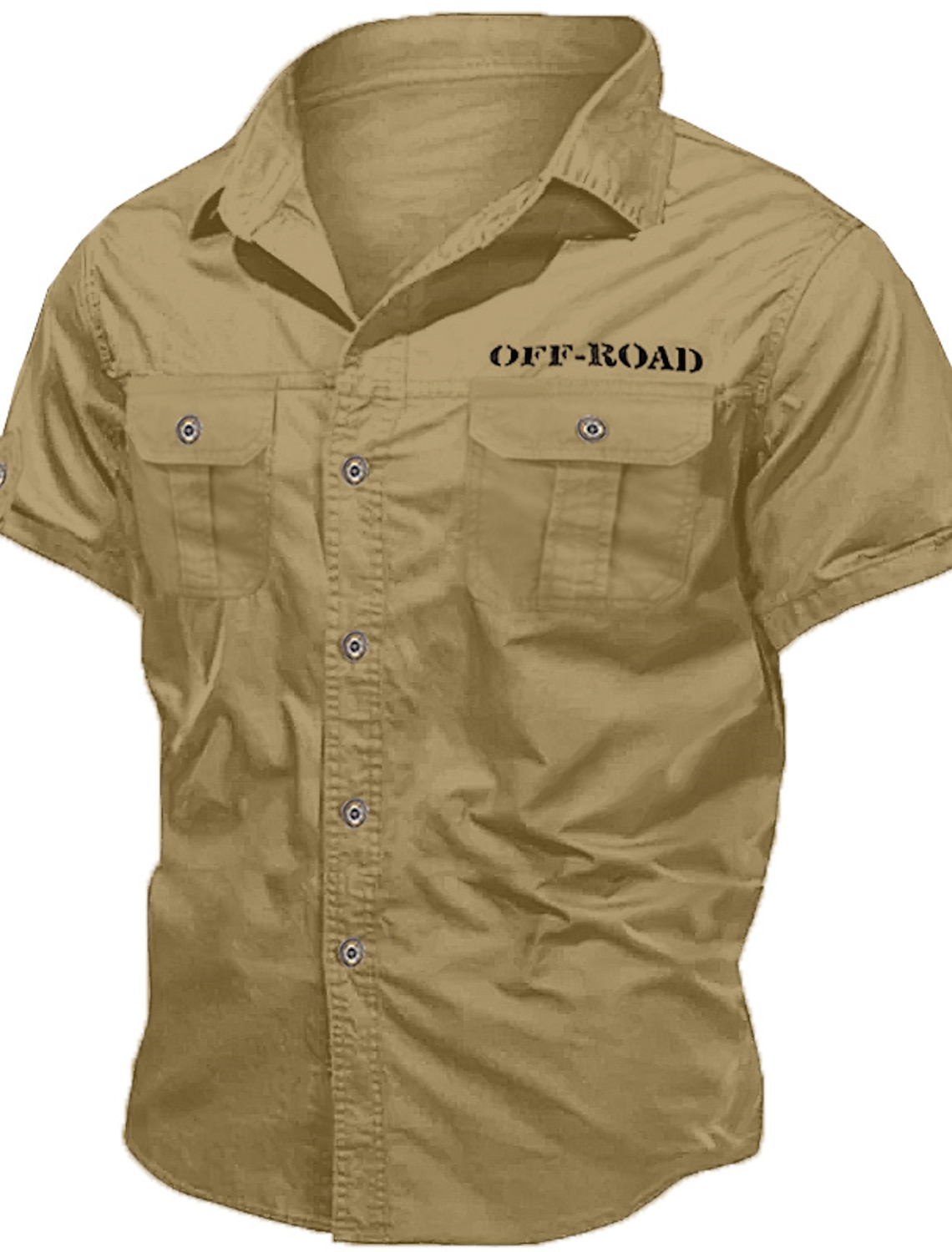 Men's Shirt Workwear Shirts Casual Shirt Work Shirt Button Up Shirt Cargo Shirt White Red Navy Blue Green khaki Short Sleeve Graphic Letter Turndown Vacation Going out Print Clothing Apparel Polyester